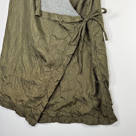 Chalet et Ceci Wrap Vest Womens Medium Olive Green Asymmetrical Crinkle Lined - Picture 4 of 11